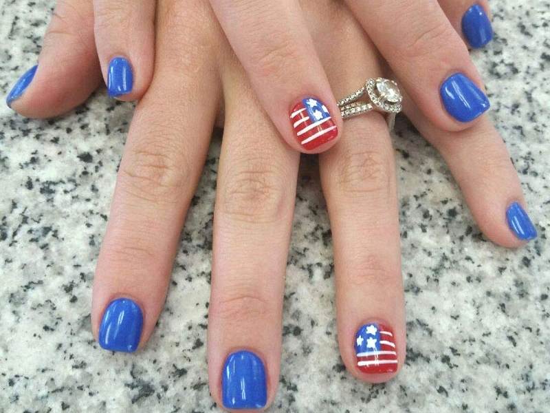 Manicure Holiday July 4th Patriotic USA flag